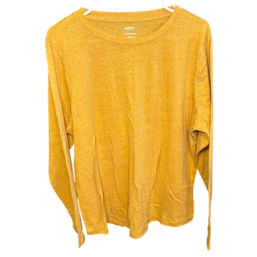 Sonoma Everyday Tee Mustard Yellow Long Sleeve Top XXL Soft Basic